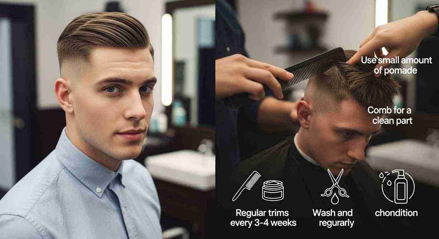 Ivy League Hairstyle The Timeless Cut Every Man Should Try 17 A young man with a faded Ivy League hairstyle and wavy hair, showcasing a stylish and modern look.