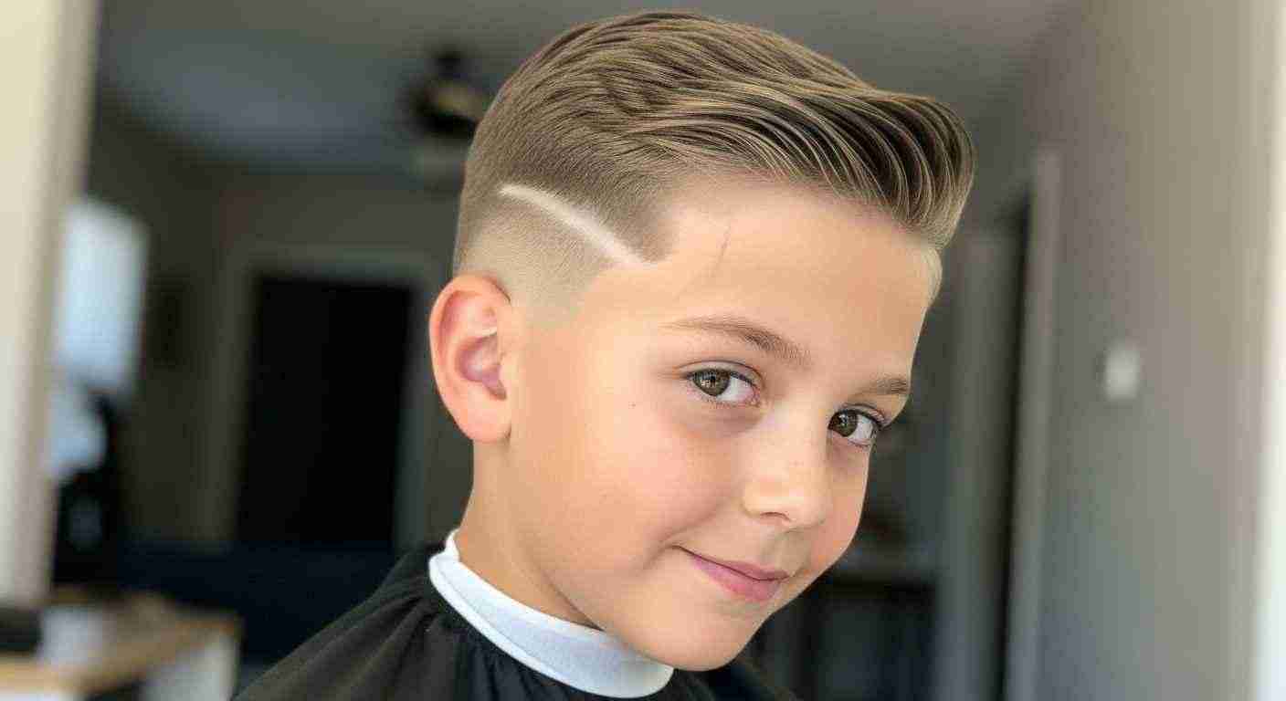 A young boy with a short haircut wearing a white shirt, smiling and looking directly at the camera.