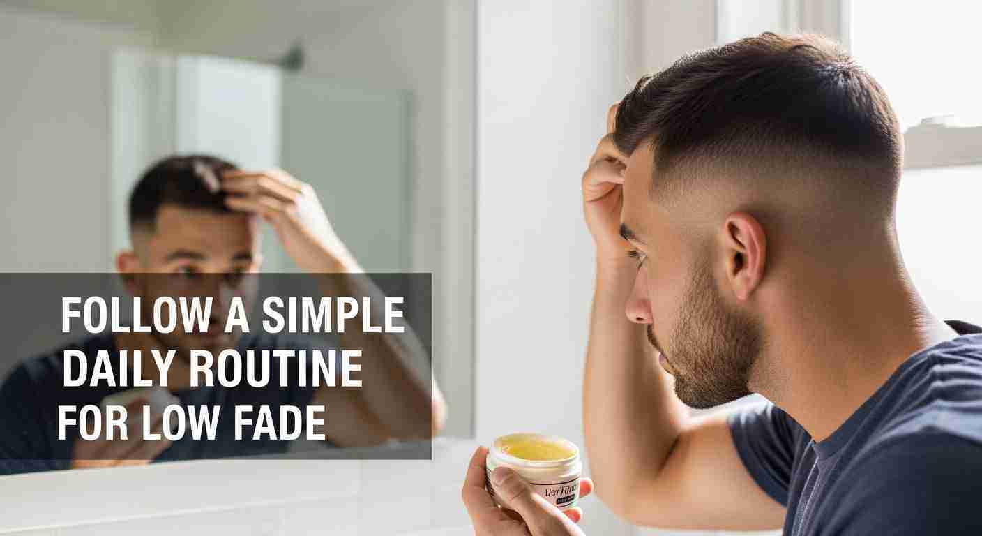 Image illustrating a simple daily routine to maintain a low fade hairstyle effectively.