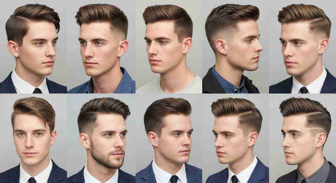 Undercut Fade Haircuts That Instantly Upgrade Your Style 11 A collage showcasing various men's hairstyles, including undercut fades, tailored for different face shapes.