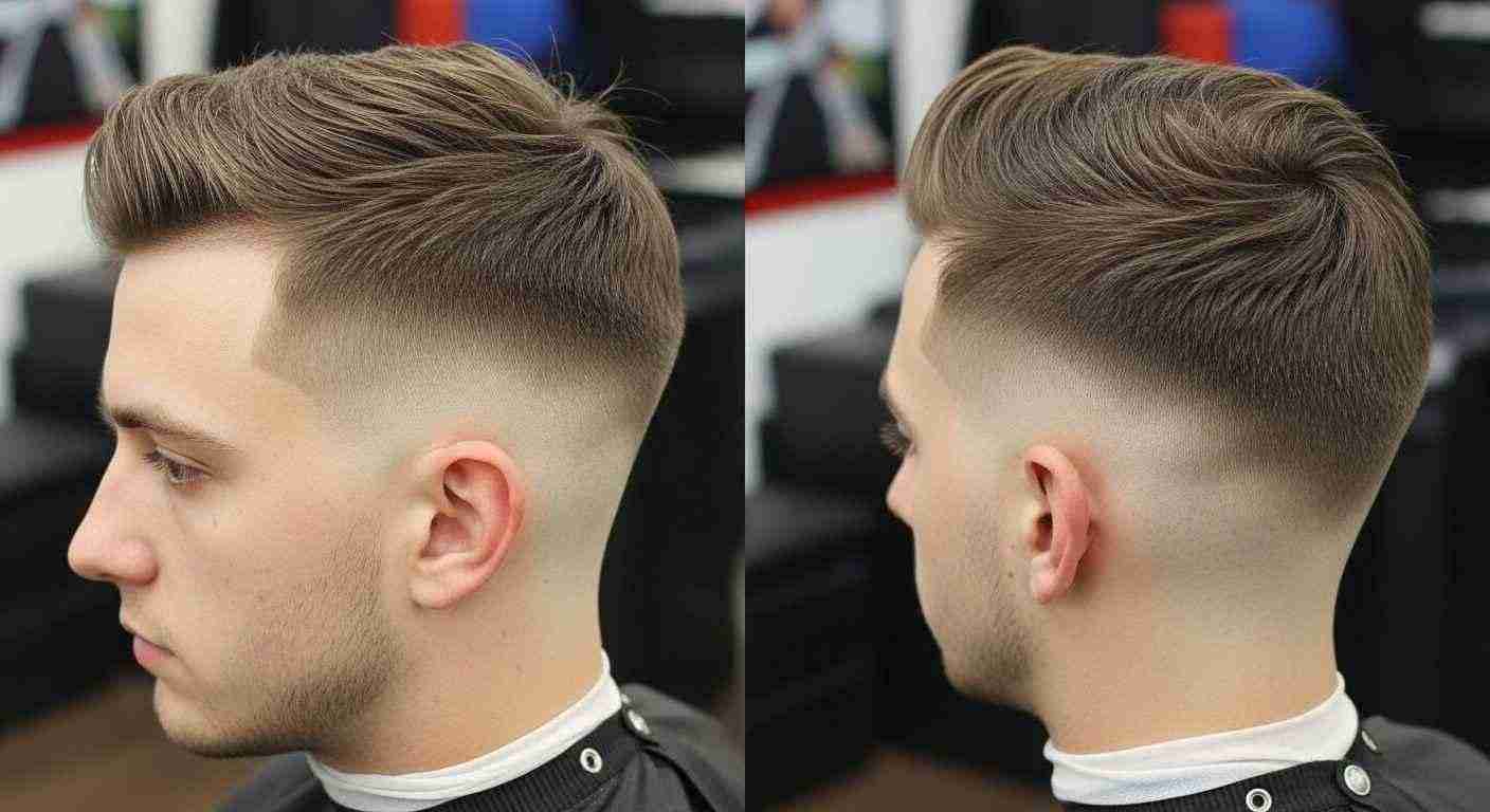 Medium Taper Fade Hacks for a Sharp Clean Look 9 Two images of a man showcasing a low fade and a medium fade haircut.
