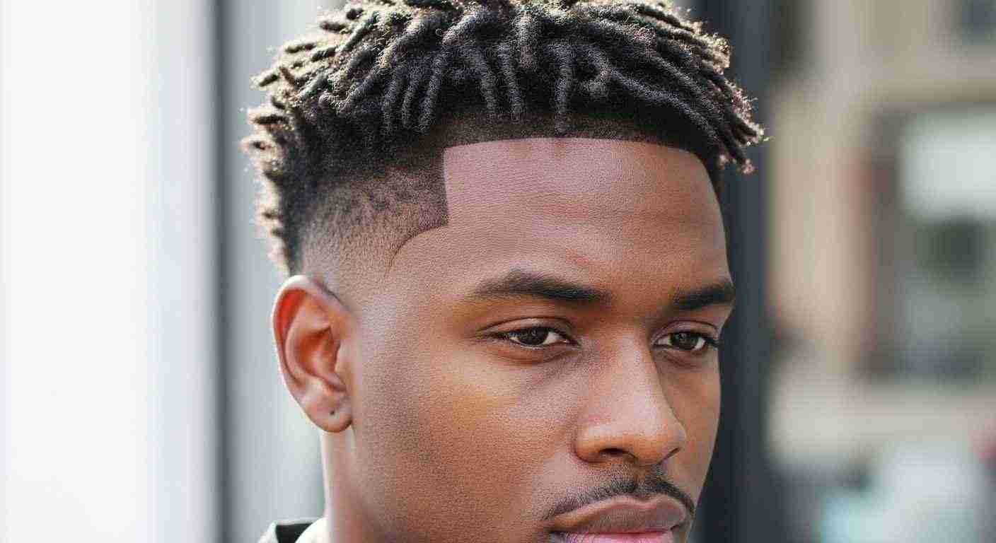 Medium Taper Fade Hacks for a Sharp Clean Look 3 A man with dreadlocks and a black shirt, featuring a low taper fade and waves in his hairstyle.