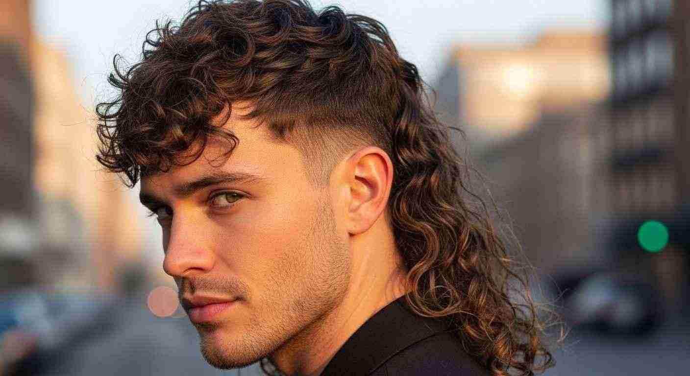 A man with curly, wavy mullet hair wearing a black shirt, smiling at the camera.