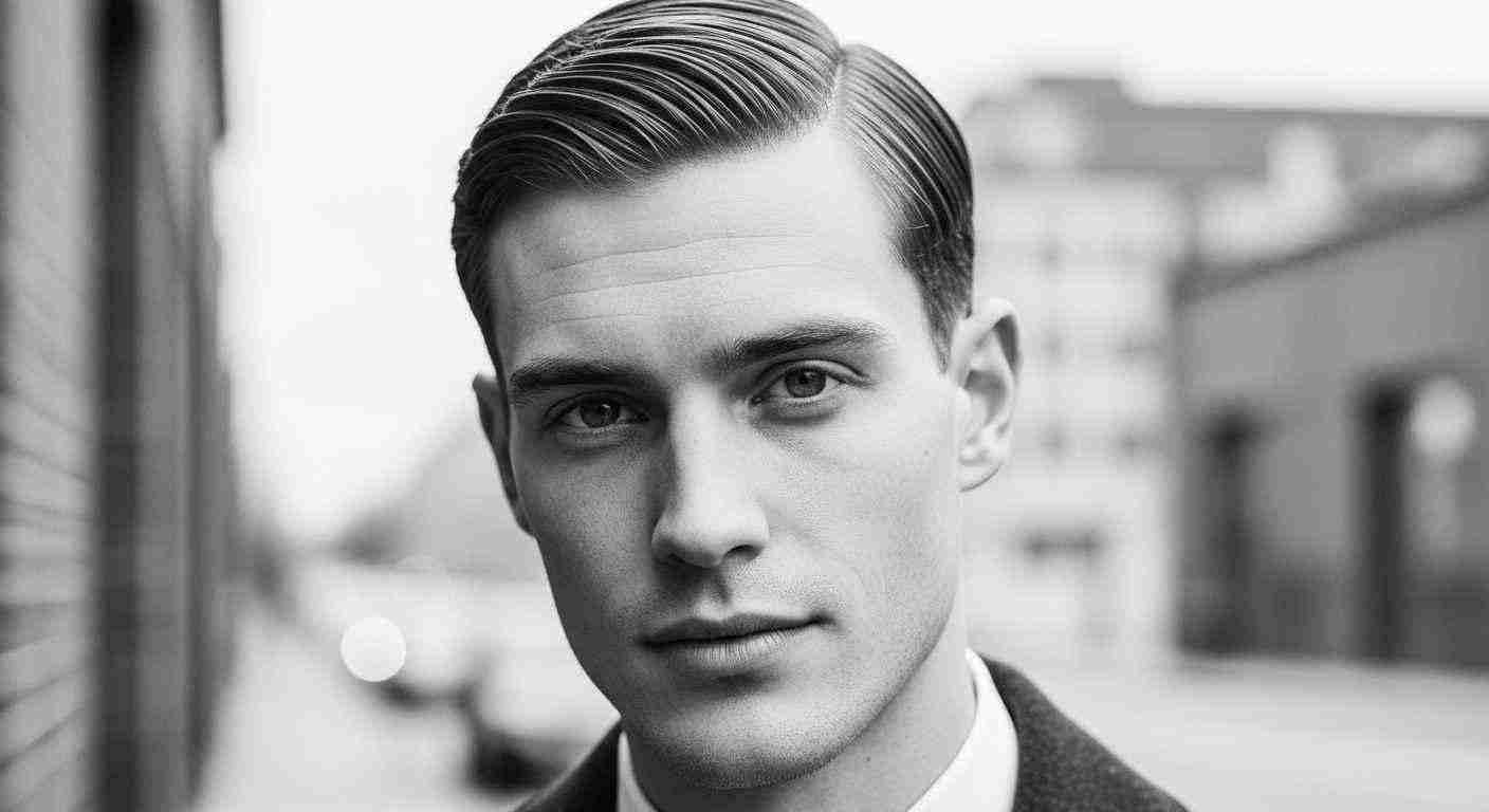 Professional Haircuts Men Love for a Sharp Clean Look 3 A man in a suit and tie gazes confidently at the camera, embodying the theme of simplicity in men's haircuts.