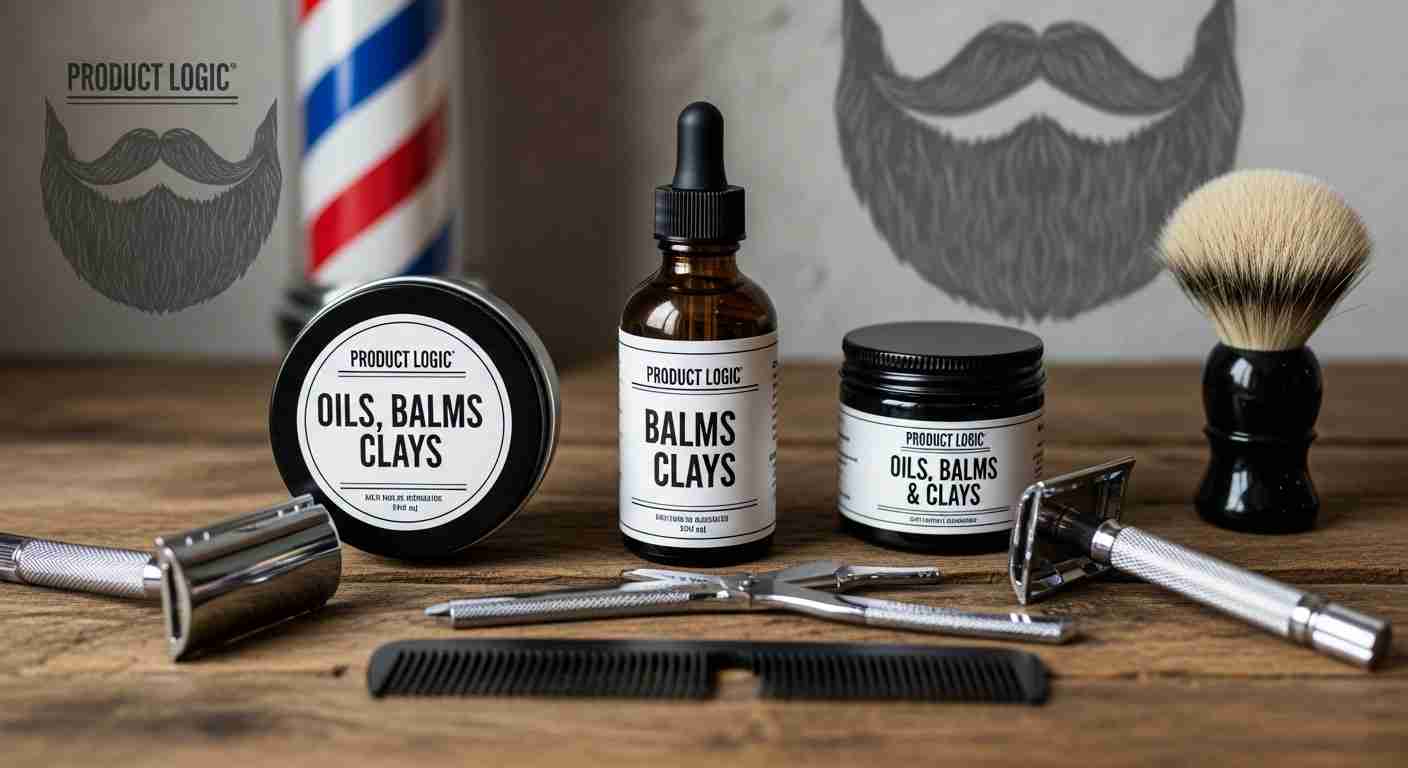 arber supplies featuring a razor, beard oil, and clippers for men's grooming and beard fade styling. 