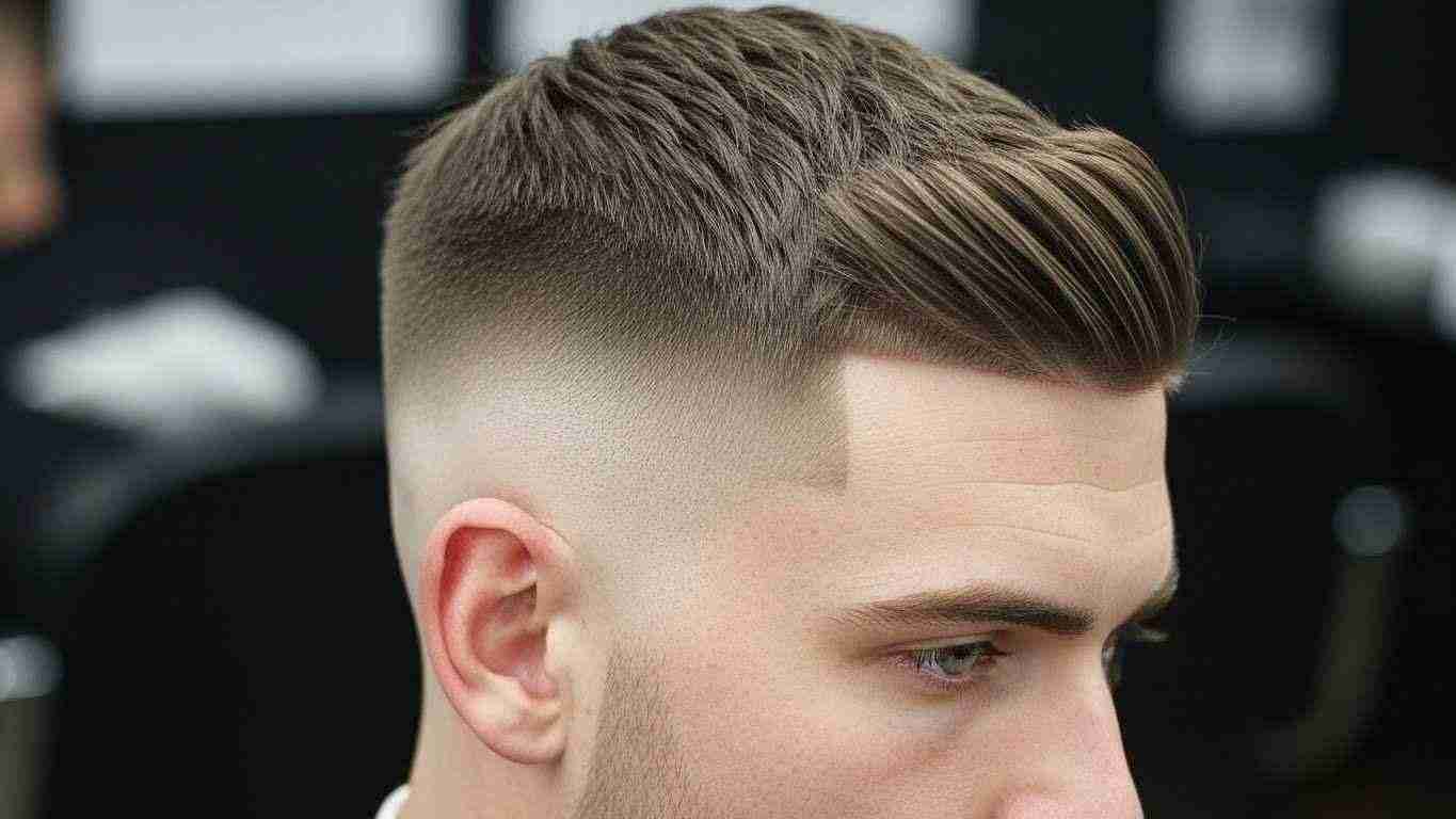 A man with a shaved undercut and beard, showcasing a high and tight haircut with ultra-short sides for a sharp look.