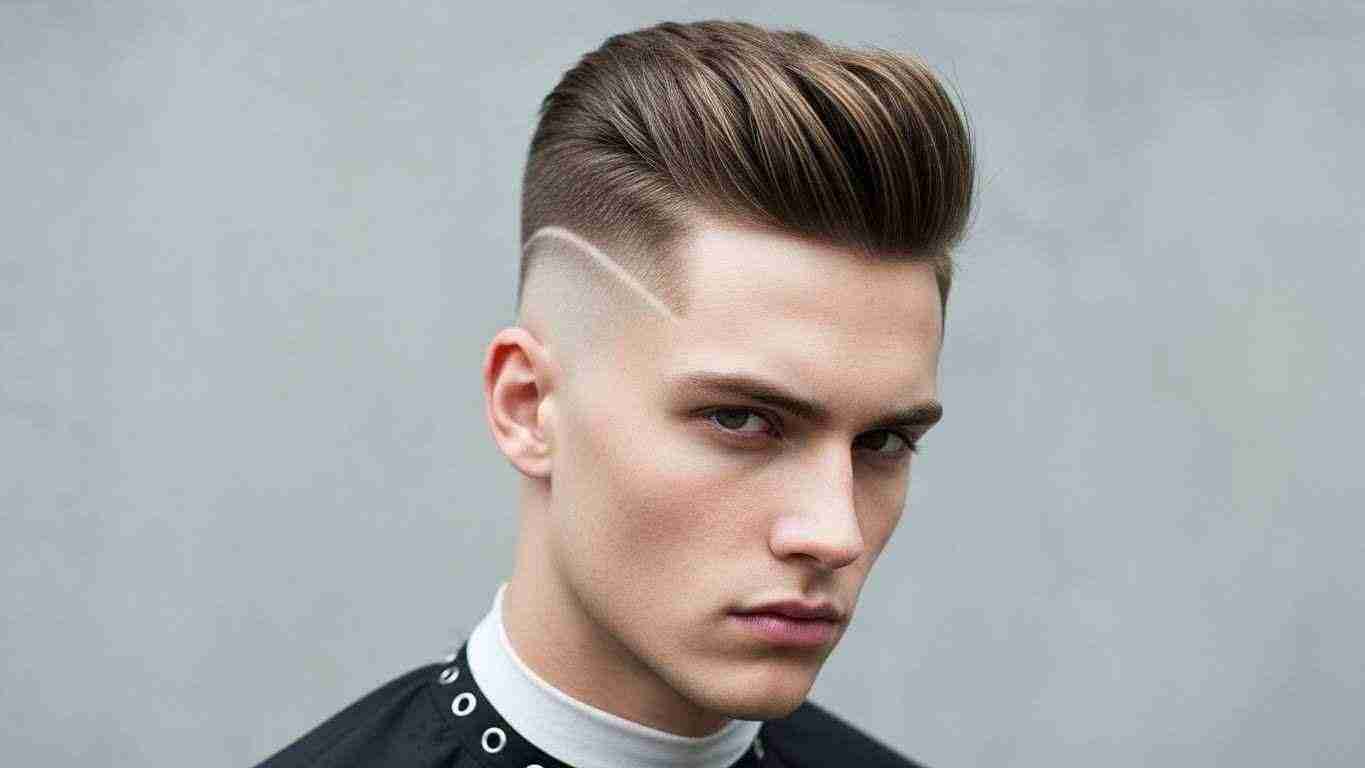 A man displays a high and tight recon haircut with a shaved head and prominent mohawk. 