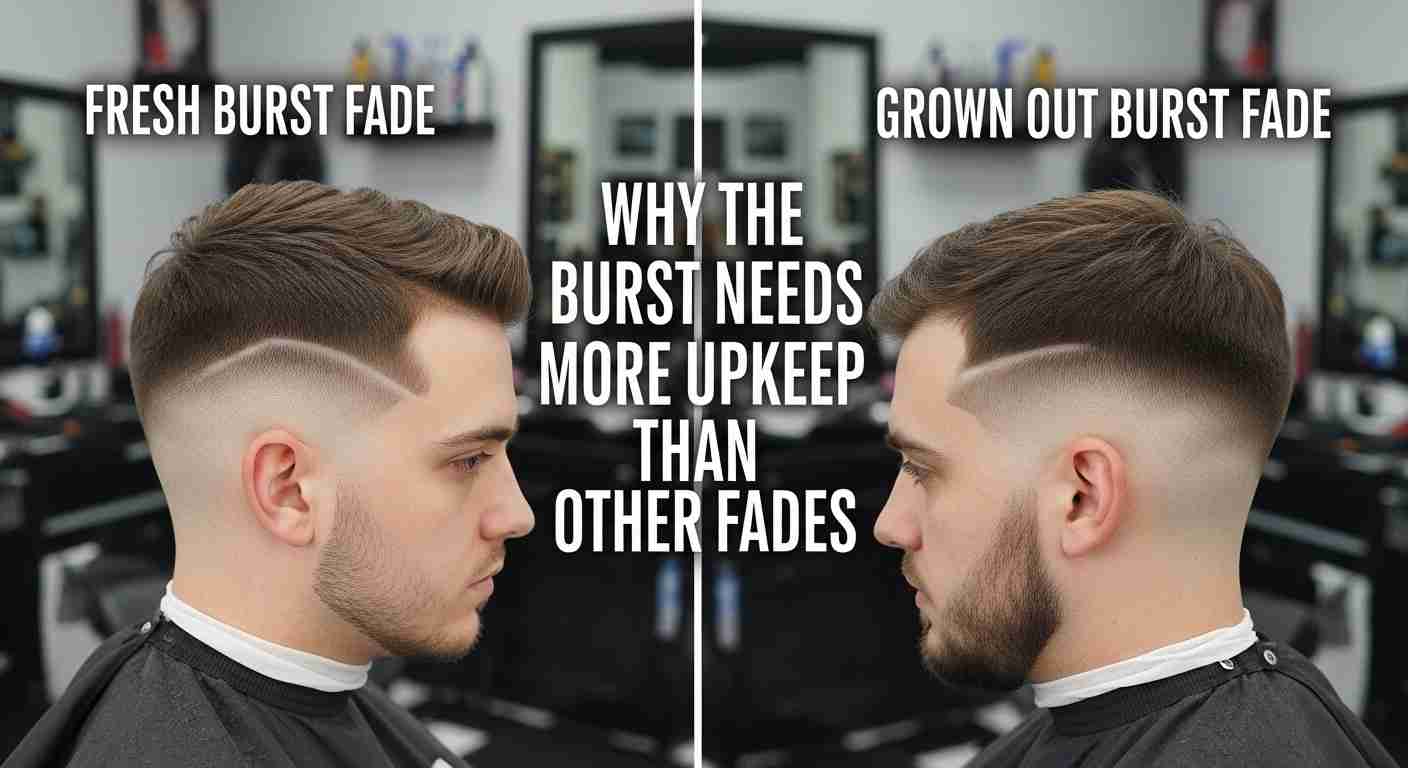  Image illustrating the burst fade haircut, highlighting its unique style and maintenance needs compared to other fades.