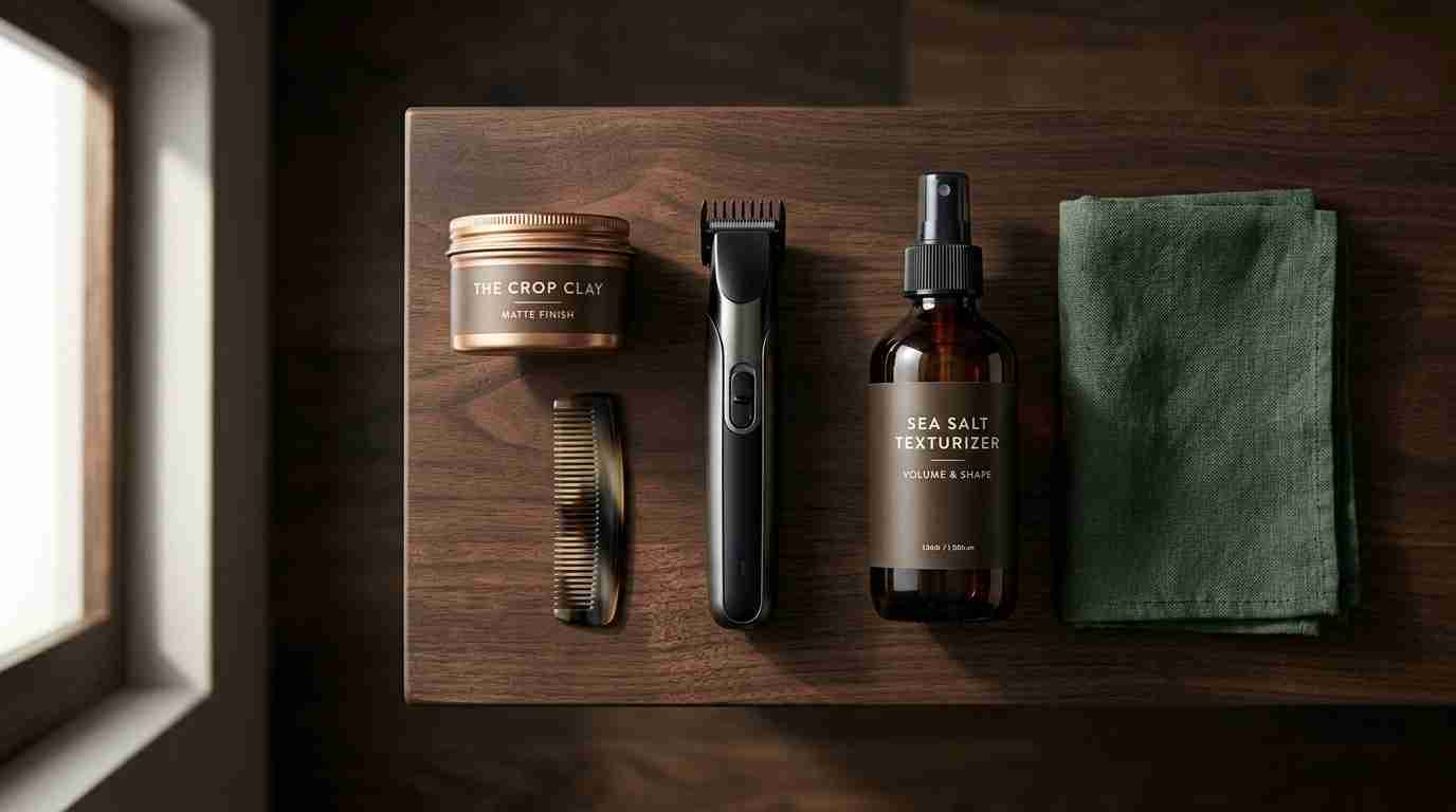 Low Taper Fade Textured Crop UK: 4 Styles, Guard Sizes & Barber Script 21 low taper fade textured crop maintenance products matte clay trimmer UK