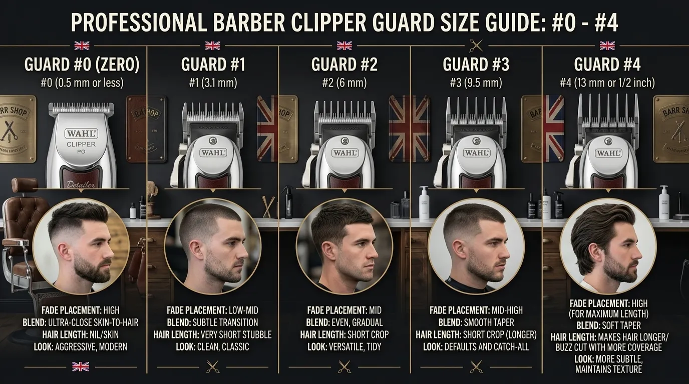 Low Taper Fade UK: 9 Styles, Guard Sizes & Mistakes to Avoid 3 clipper guard sizes for low taper fade from 0 to 4