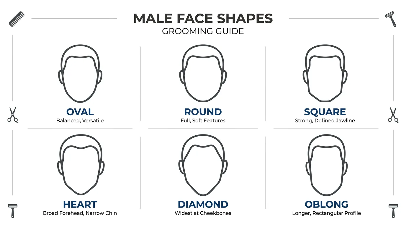 Skin Fade UK: 7 Styles, Guard Sizes & Mistakes to Avoid 23 skin fade face shape guide oval round square heart diamond oblong UK men