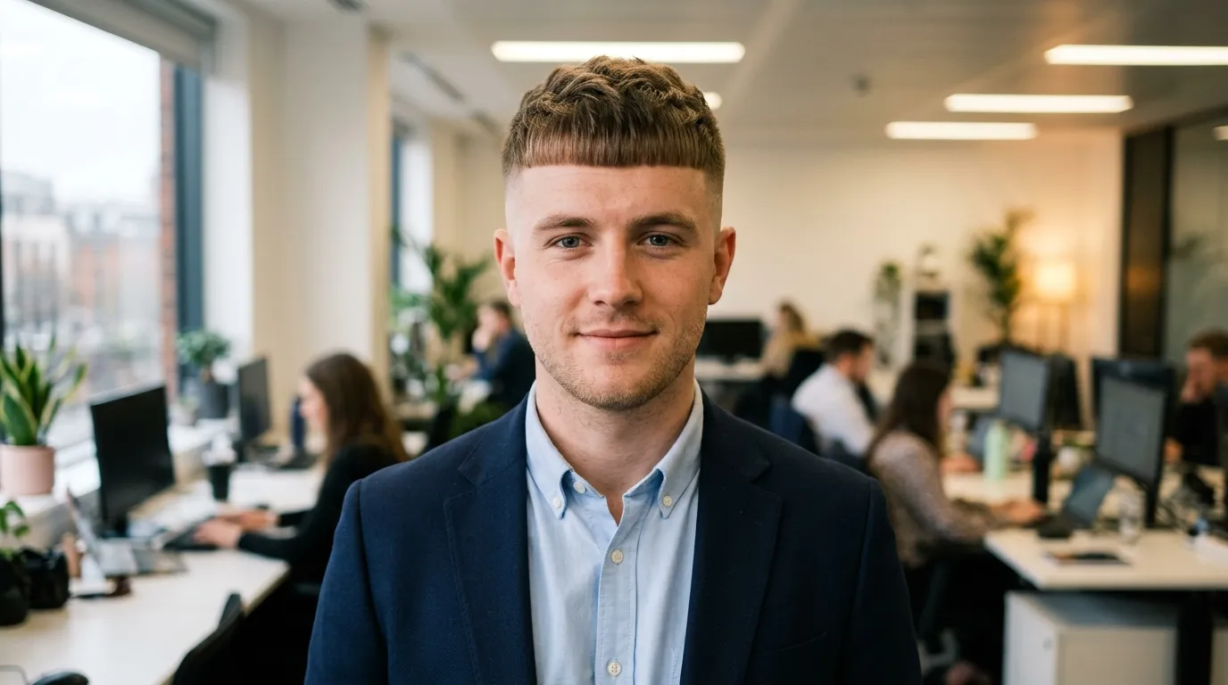 Skin Fade UK: 7 Styles, Guard Sizes & Mistakes to Avoid 11 skin fade French crop blunt fringe bare skin sides workplace UK men
