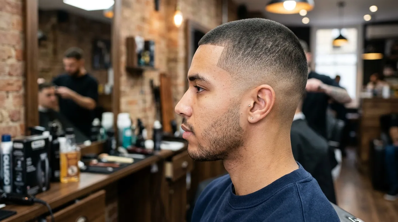 Skin Fade UK: 7 Styles, Guard Sizes & Mistakes to Avoid 5 skin fade buzz cut short clipped top bare skin sides UK men