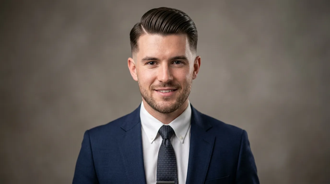 Taper Fade UK: 5 Styles, Guard Sizes & What to Ask Your Barber 11 taper fade classic side part UK professional men workplace style