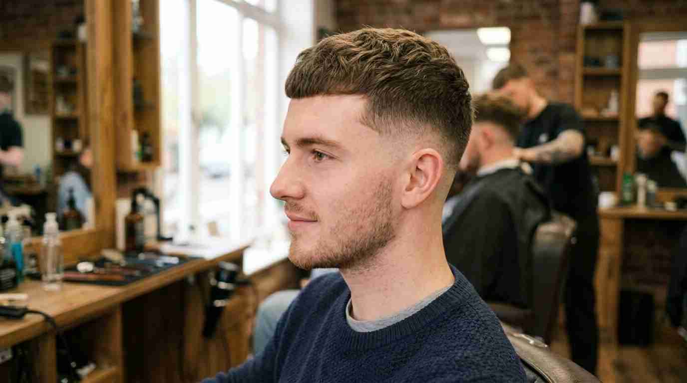 Low Taper Fade Textured Crop UK: 4 Styles, Guard Sizes & Barber Script 13 short low taper fade textured crop 1.5 inches UK men barbershop