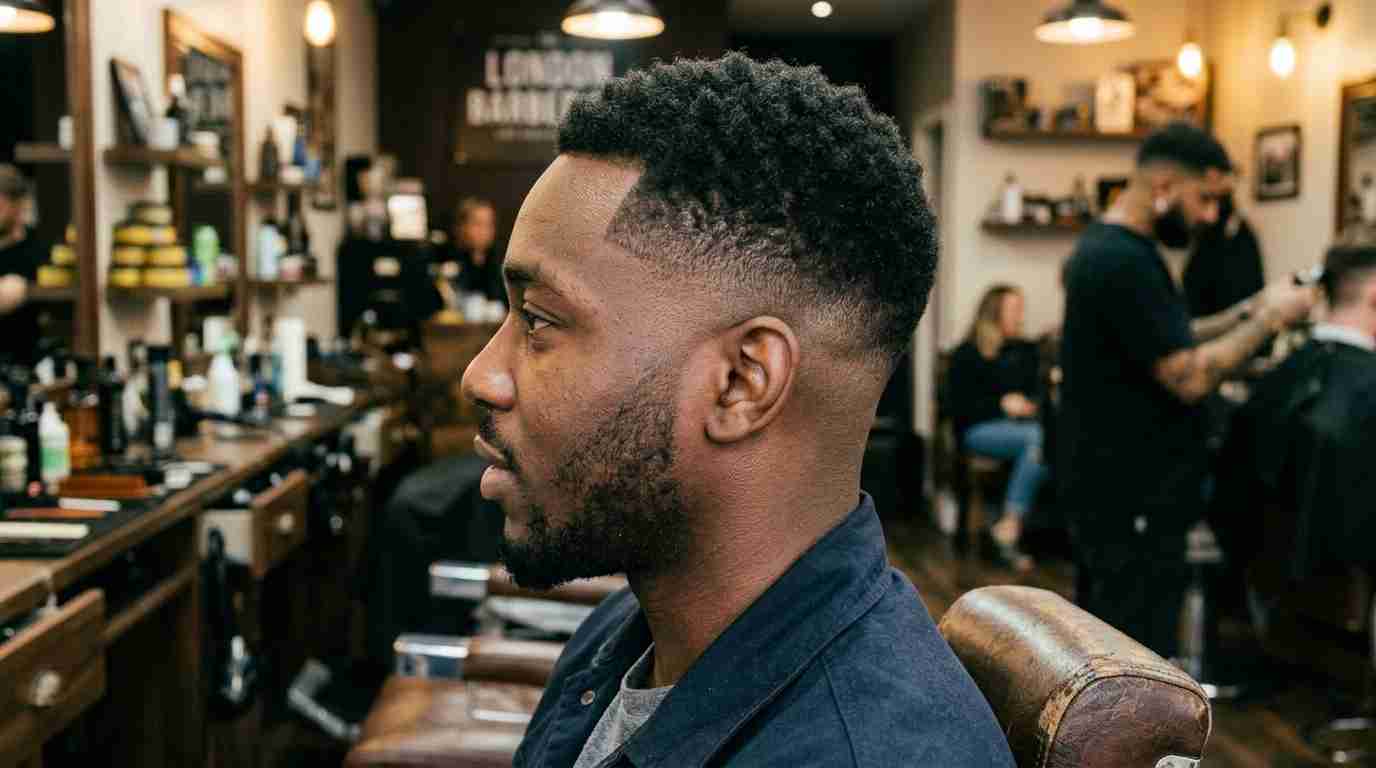 low burst fade skin arc high contrast UK barbershop side view