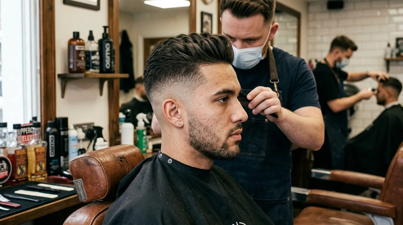 Textured Brush-Up Hairstyle UK: 6 Styles, Zero Flat Spots 11 mid fade textured brush up UK barbershop