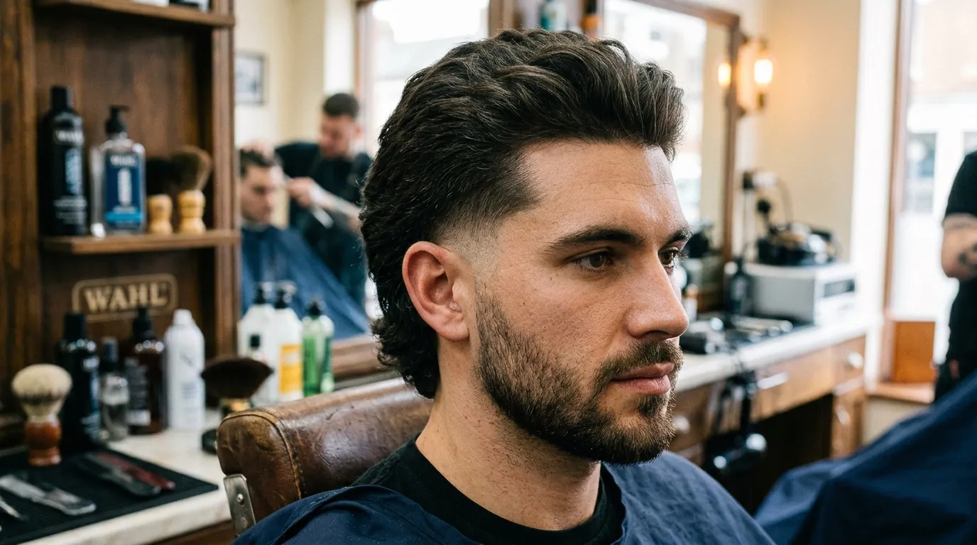 temple fade UK sideburn detail barbershop Brooklyn fade