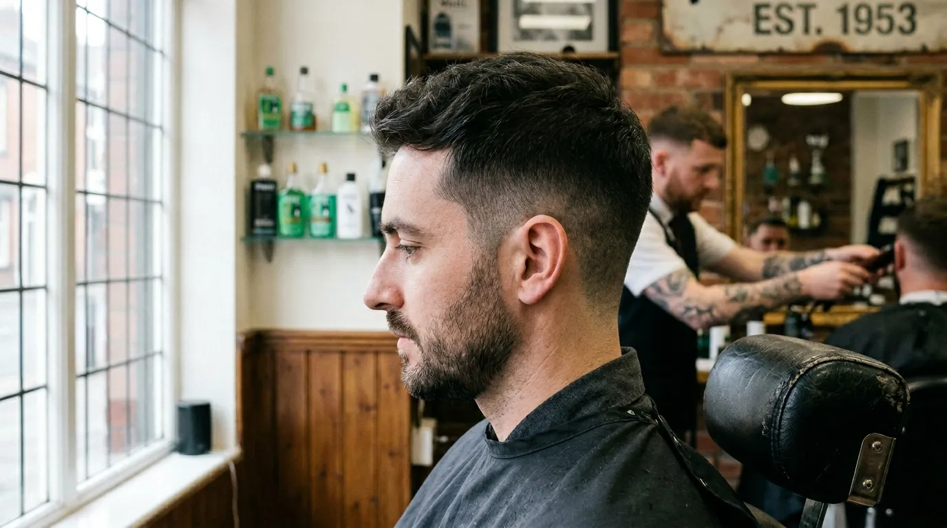 shadow fade UK soft gradient fine hair barbershop