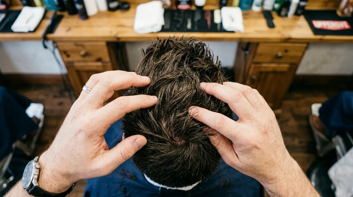 Textured Brush-Up Hairstyle UK: 6 Styles, Zero Flat Spots 5 directional texture textured brush up UK top view barbershop