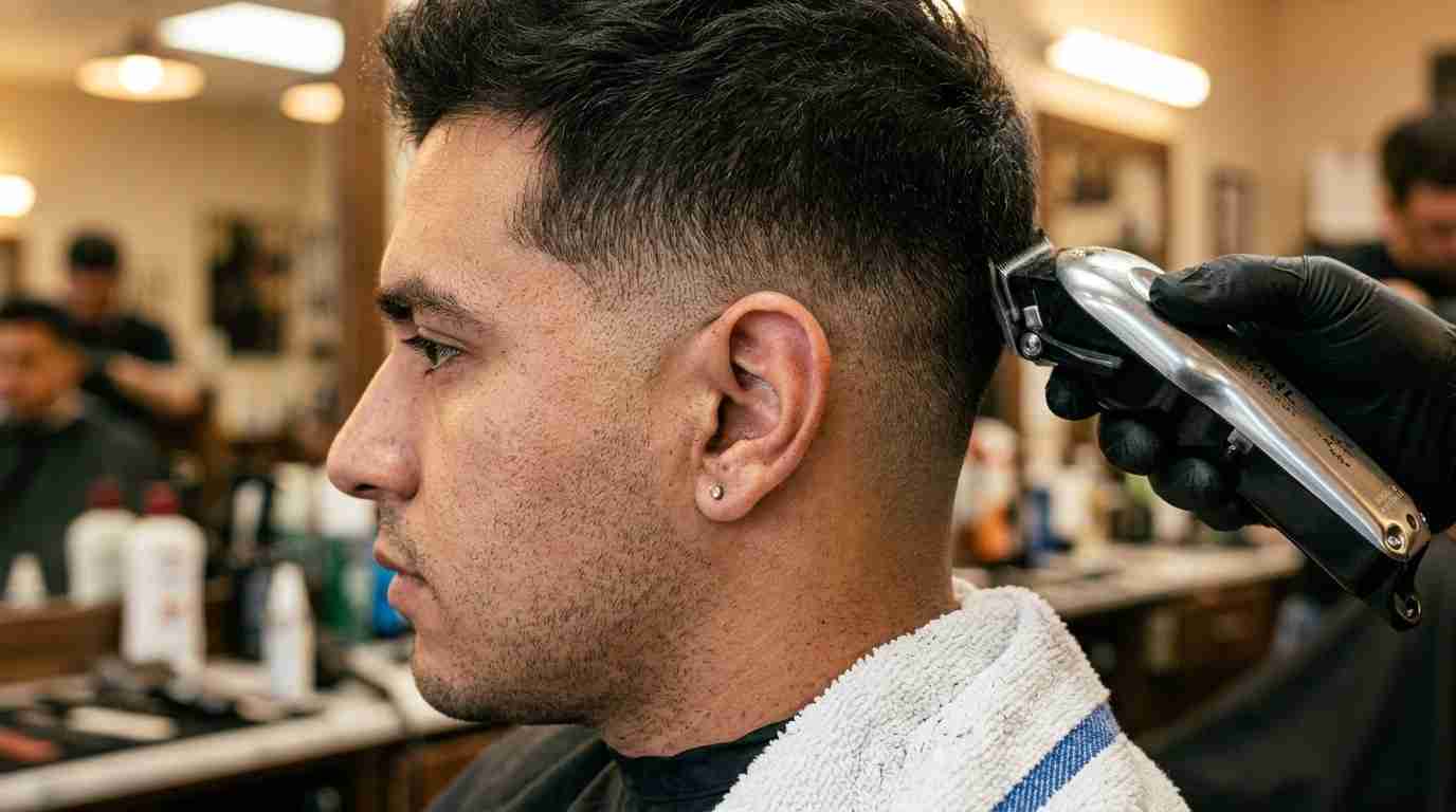 low burst fade guard sizes arc technique UK barber clipper close-up