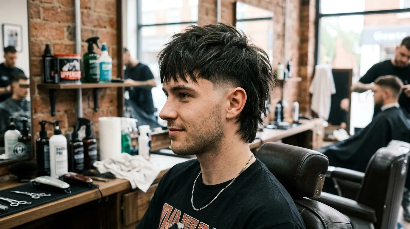 &nbsp;textured top wolf cut burst fade straight hair UK