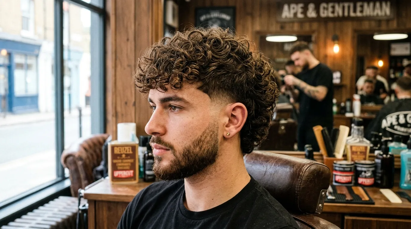 curly wolf cut burst fade haircut UK