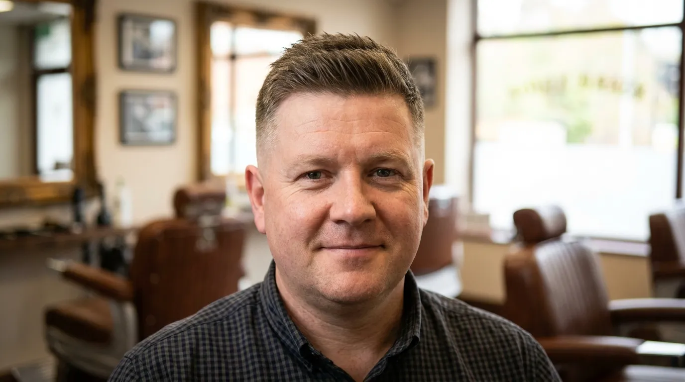 Crew Cut vs Buzz Cut UK: 7 Key Differences & Guard Sizes 5 crew cut round face UK barber 2026
