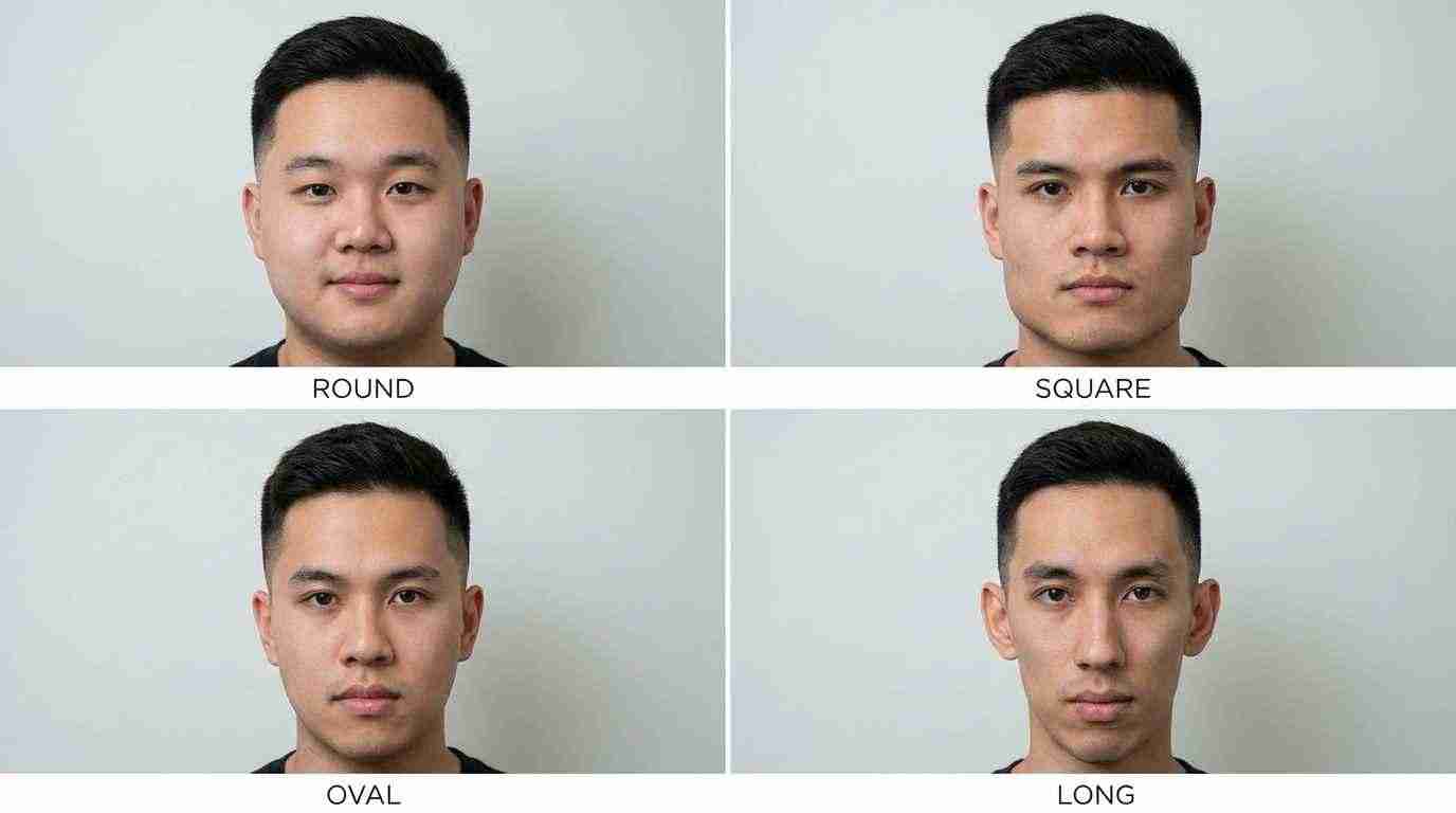 Face shapes that suit a temple fade: round, square, oval, long
